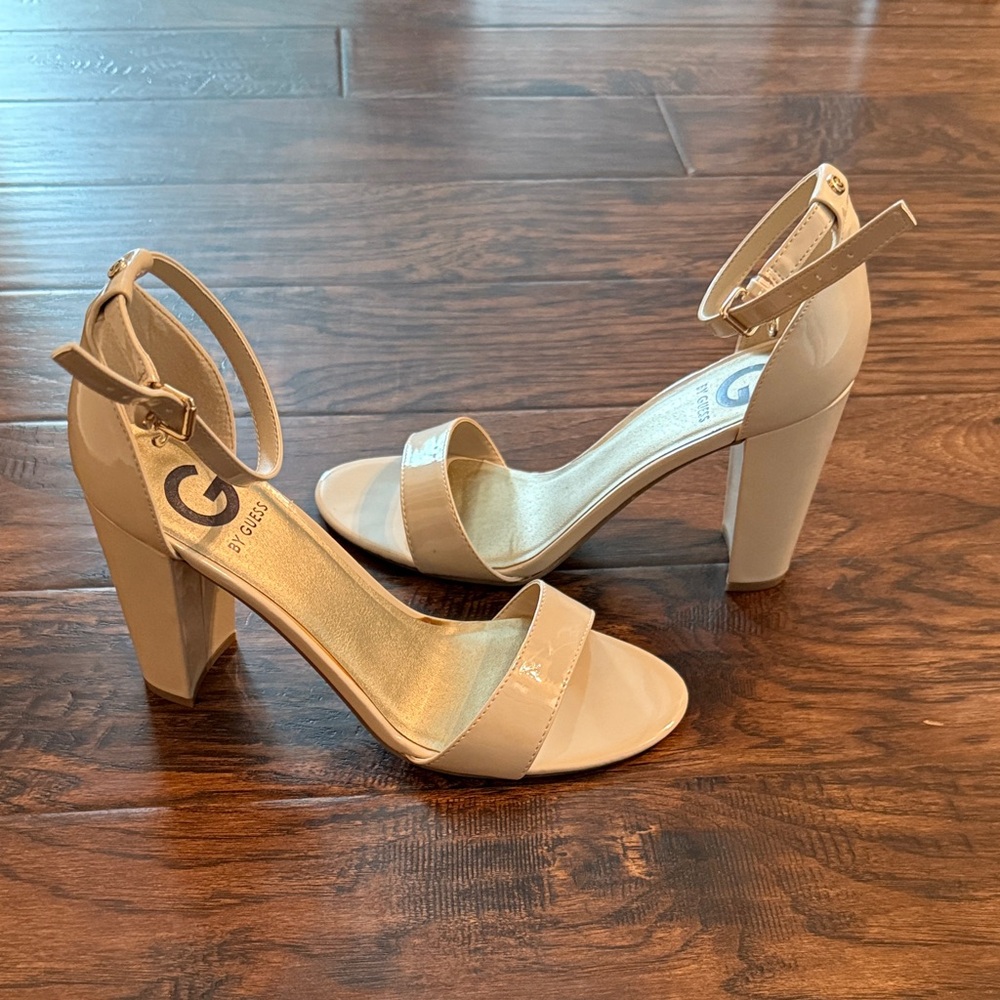 Guess Women's Beige Block Heel Sandals